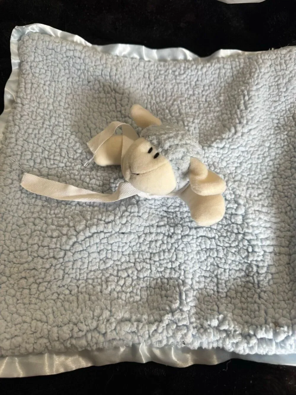 Stephan Baby blue  Bunny Rabbit Plush Lovey Security Blanket Fuzzy Sherpa